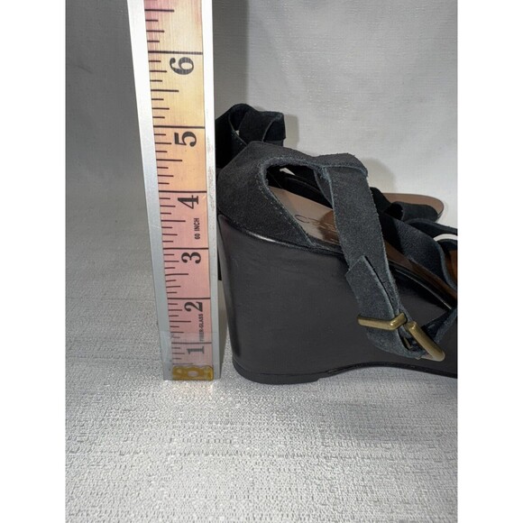 J Crew Y2K Black Boho Leather Suede Strappy Platform Made in Italy Sandals Sz. 7 - Picture 7 of 9